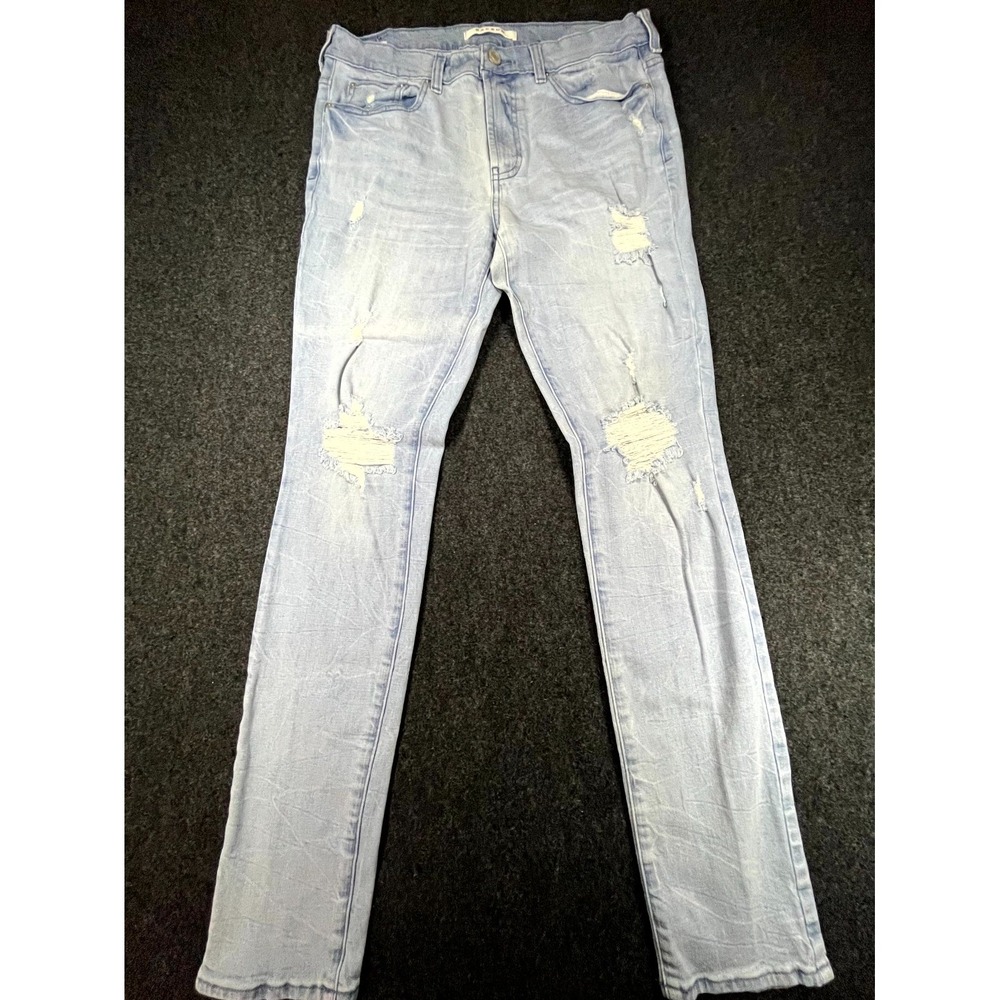 PacSun Stacked Skinny Jeans Mens 32x32 Blue Denim Light Wash Distressed Ripped